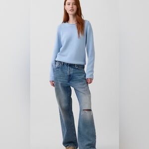 NWT size M GAP Light Blue rolled neck Crewneck Sweater